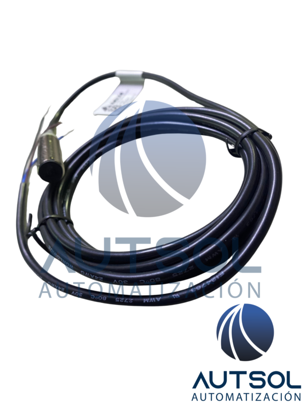 Sensor de Proximidad Inductivo Cilíndrico M12 Delta Electronics IS-E1202-BNOB2 | Salida NPN Normally Open (NO) | Detección de 2 mm (Enrasado / Shielded) | Alimentación 10 a 30 VDC | Cable Pre-cableado de 2 Metros