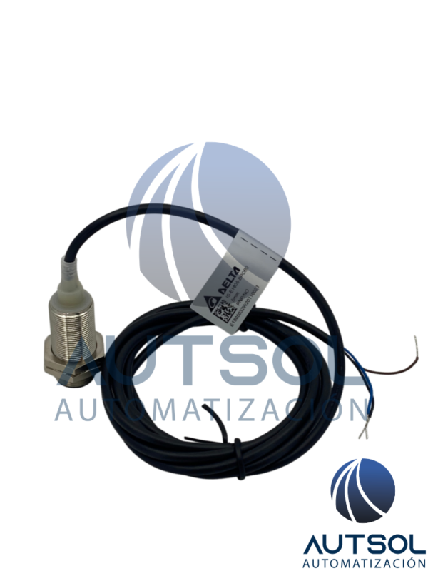Sensor de Proximidad Inductivo Delta Electronics IS-E1805-BPOB2 | Serie IS | M18 Cilíndrico Enrasado (Flush) | Alcance 5 mm | Salida PNP Normalmente Cerrada (NC) | Alimentación 10 a 30 VDC | Cable Integrado 2m