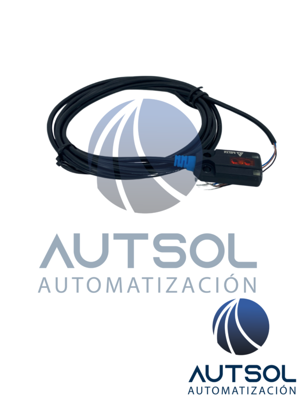 Sensor Fotoeléctrico con Supresión de Fondo (BGS) Delta Electronics PS-FB1-PDB2 | Serie PS | Alcance 5 a 30 mm | Salida PNP / Modo Dark-ON (u operación configurable) | Alimentación 12 a 24 VDC | Cable Integrado 2m