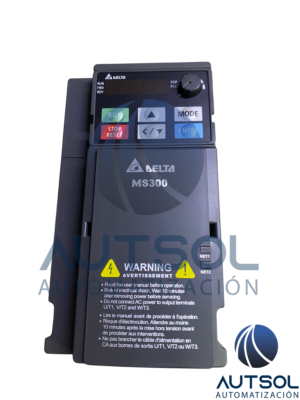 Variador de Frecuencia Compacto Delta Electronics VFD5A5MS43ANSAA | Serie MS300 | 2.2 kW (3 HP) | Entrada Trifásica 380-480 VAC | Salida Trifásica 0-480 VAC | Corriente Nominal 5.5 A | Función STO (SIL 2) | Montaje en Riel DIN / Panel