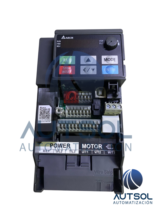 Variador de Frecuencia Compacto Delta Electronics VFD5A5MS43ANSAA | Serie MS300 | 2.2 kW (3 HP) | Entrada Trifásica 380-480 VAC | Salida Trifásica 0-480 VAC | Corriente Nominal 5.5 A | Función STO (SIL 2) | Montaje en Riel DIN / Panel