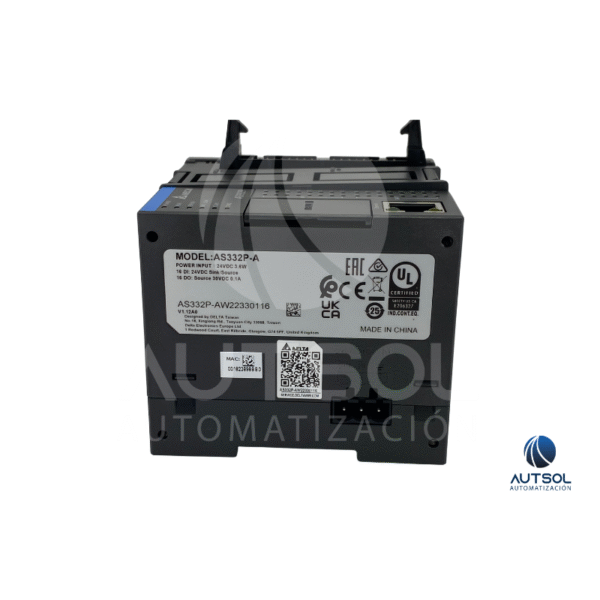 AS332P-A (3) CPU de PLC Delta AS332P-A – 16 DI, 16 DO, PNP, 128K pasos, Ethernet