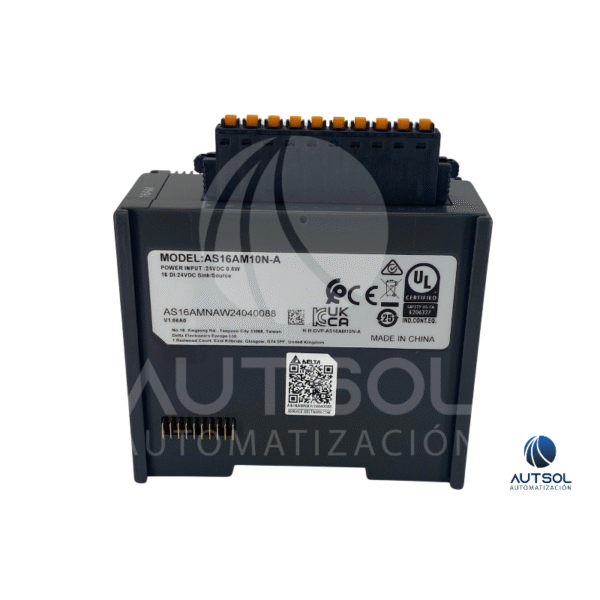 As16am10n-a (3) Módulo de E/S Delta Electronics AS16AM10N-A – Montaje DIN, Terminales Push-in