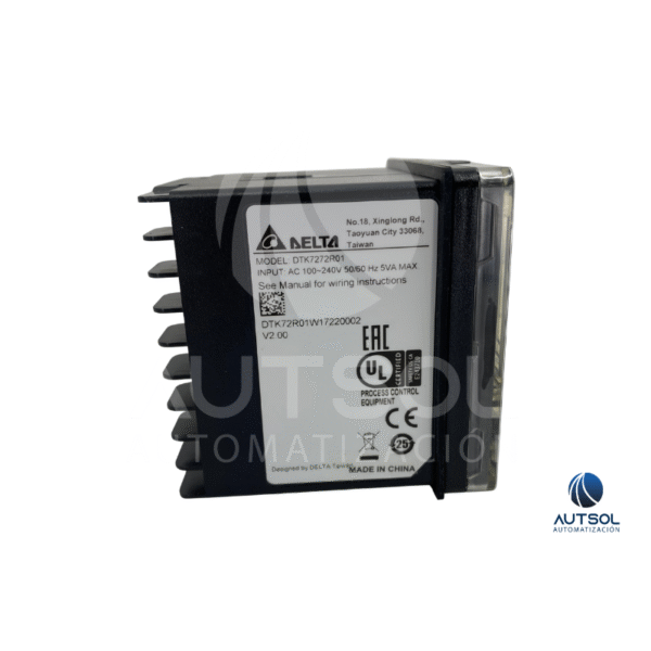Controlador de Temperatura Delta Electronics DTK7272R01 – PID, 72x72mm, 1 Entrada, 2 Salidas Relé, 1 Salida Alarma, 100-240V AC