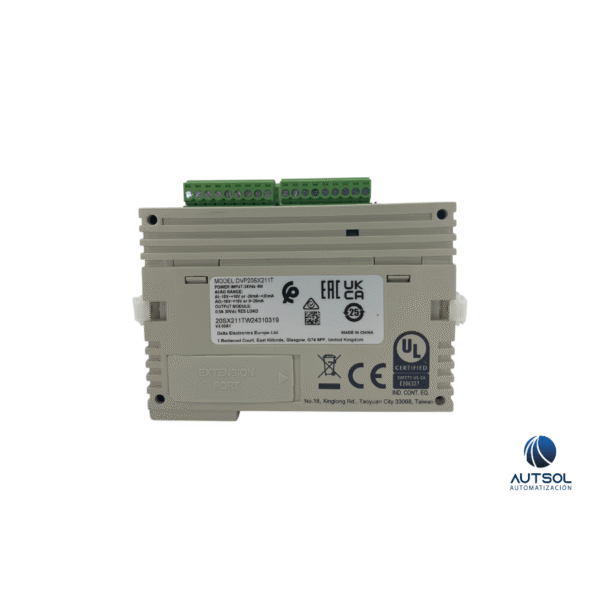 DVP20SX211T (3) Controlador Lógico Programable Delta DVP20SX211T – 8DI/4DO, 6AI/2AO, Alimentación DC