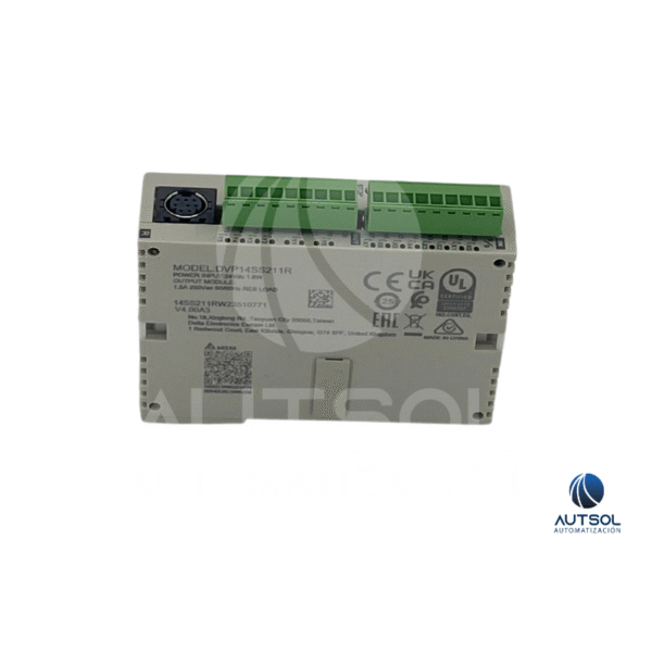 Dvp14ss211r (1) Controlador Lógico Programable Delta DVP14SS211R – 8 Entradas, 6 Salidas a Relé, 24VDC