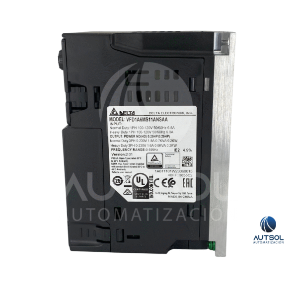VFD1A6MS11ANSAA (2) Variador de Frecuencia Delta MS300 – Control Vectorial Compacto 0.2kW 115V