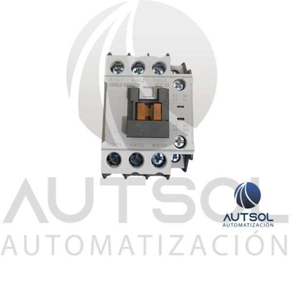 CC18SA220 (1) Contactor Trifásico Carlo Gavazzi CC18SA220 | 18A AC-3 | Bobina 220VAC | 3 Polos + 1 Auxiliar NA | Riel DIN