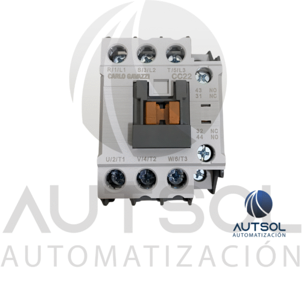 CC22SA220 (1) Contactor Trifásico Carlo Gavazzi CC22SA220 | 22A AC-3 | Bobina 220VAC | 3 Polos + 1 Auxiliar NA | Riel DIN