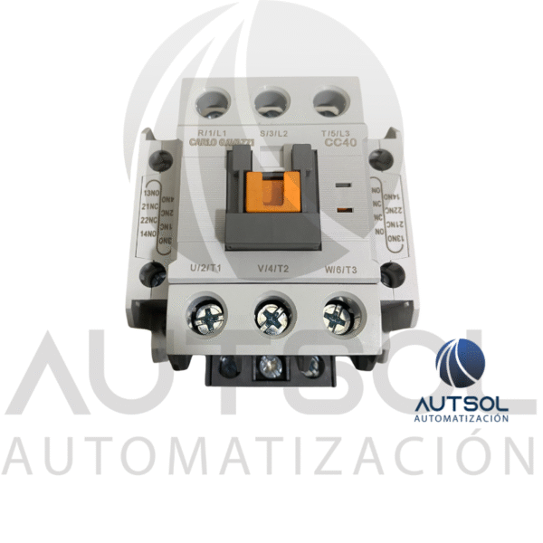 CC40SA120 (1) Contactor Trifásico Carlo Gavazzi CC40SA120 | 40A AC-3 | Bobina 120VAC | 3 Polos + 1NA+1NC Aux | Riel DIN