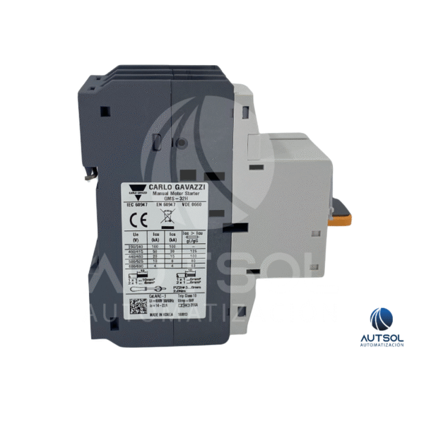 Guardamotor Carlo Gavazzi GMS-32H 22A | Arrancador Manual 17-22A | Protección Motor Trifásico Riel DIN
