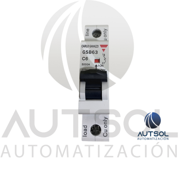 Interruptor Termomagnético Carlo Gavazzi GSB631PC6 | 1 Polo 6A Curva C | MCB Riel DIN 6kA