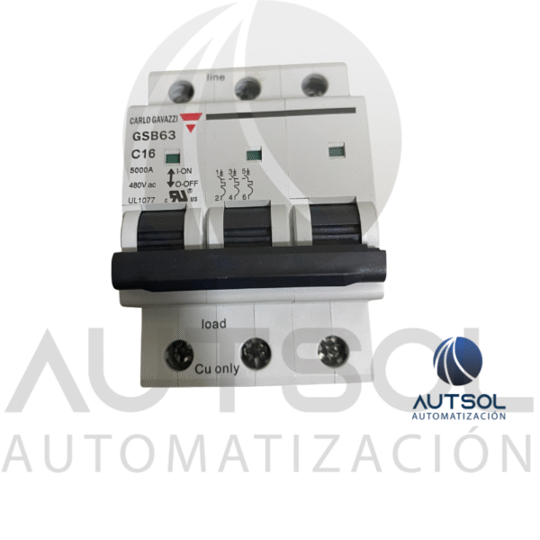 Interruptor Termomagnético Carlo Gavazzi GSB633PC16 | 3 Polos 16A Curva C | MCB Riel DIN 6kA