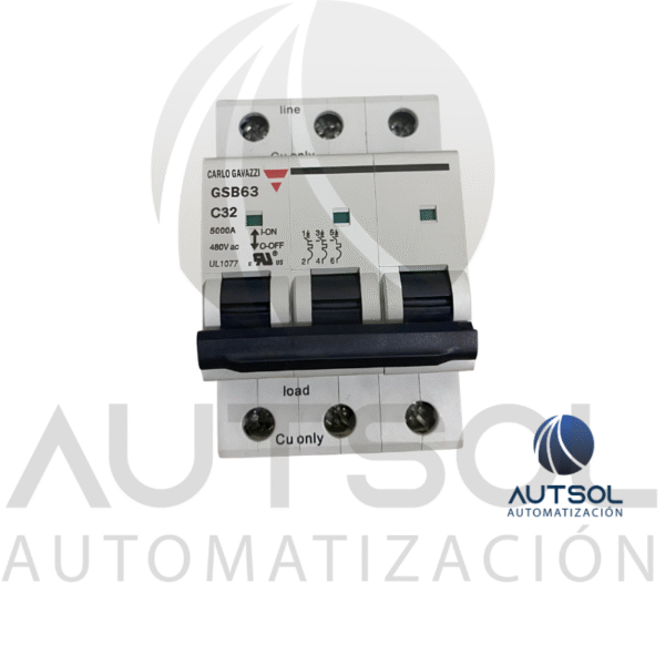 Interruptor Termomagnético Carlo Gavazzi GSB633PC32 | 3 Polos 32A Curva C | MCB Riel DIN 6kA