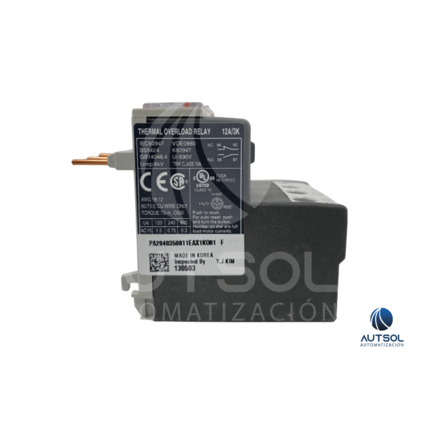 Relé Térmico Carlo Gavazzi GT12S9A | 6-9A | Protección Sobrecarga Motor Trifásico | Para Contactor CC6-CC16