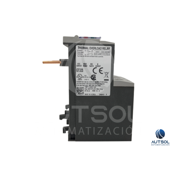 Relé Térmico Carlo Gavazzi GT32S13A | 9-13A | Protección Sobrecarga Motor Trifásico | Para Contactor CC12-CC32