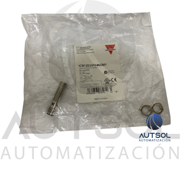 Sensor Inductivo Carlo Gavazzi M12 ICB12S30F04NOM1 | Rasante de 4 mm | NPN NA Conector M12 Cuerpo Corto
