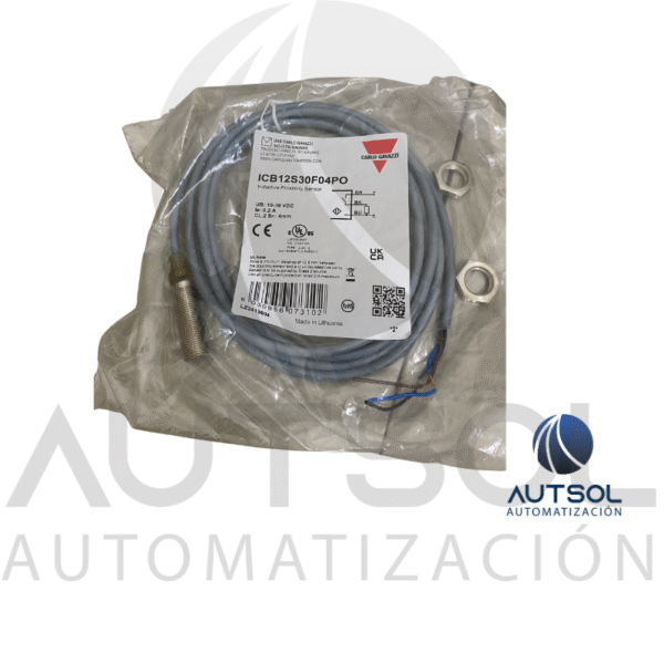 Sensor Inductivo Carlo Gavazzi M12 ICB12S30F04PO | 4mm Rasante | Salida PNP NA | Cuerpo Corto 10-36VDC
