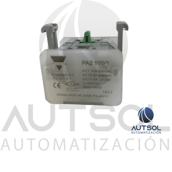 Bloque de Contacto Carlo Gavazzi PA2100/1 | 1NA (Normalmente Abierto) 10A 250V | Contacto Auxiliar Snap Action para Botonera PA2