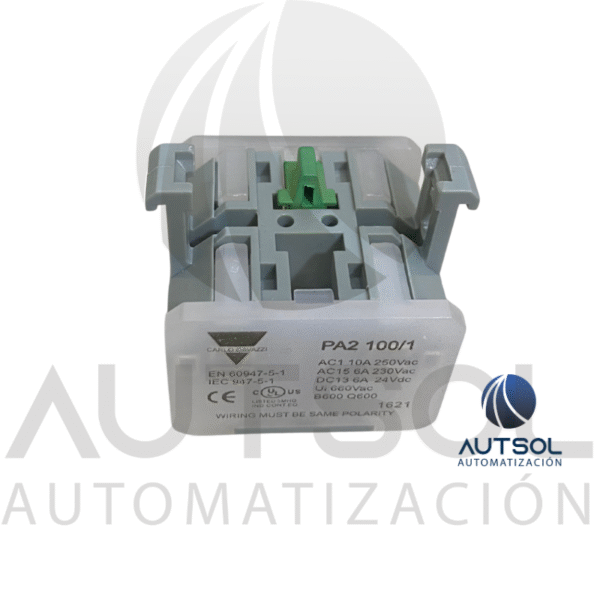 Bloque de Contacto Carlo Gavazzi PA2100/1 | 1NA (Normalmente Abierto) 10A 250V | Contacto Auxiliar Snap Action para Botonera PA2