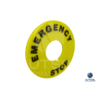 Placa Amarilla Paro de Emergencia Carlo Gavazzi PAWP6 | 60mm | Leyenda "STOP EMERGENCIA" para Botón Ø22mm
