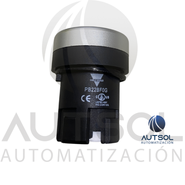 Actuador Pulsador Carlo Gavazzi PB22BF0G | Verde Rasante | Bisel Metálico Cromado 22mm | Cabeza Botón Marcha