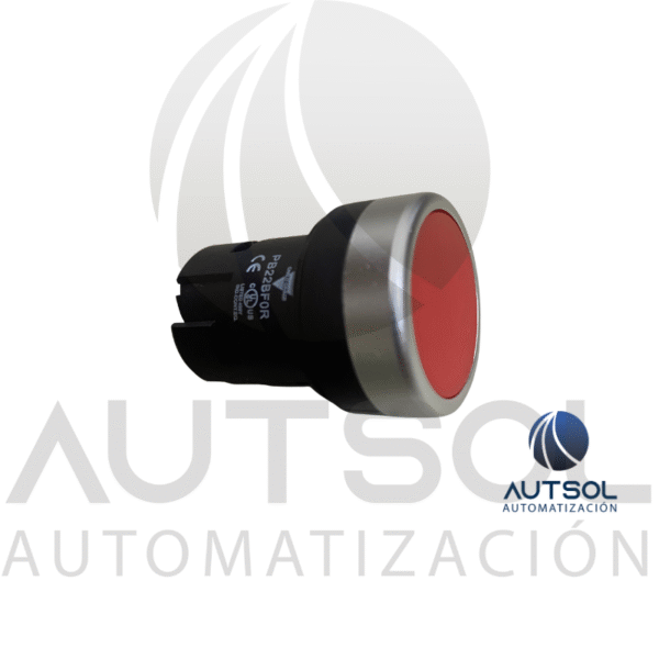 Actuador Pulsador Carlo Gavazzi PB22BF0R | Rojo Rasante | Bisel Metálico Cromado 22mm | Cabeza Botón Paro