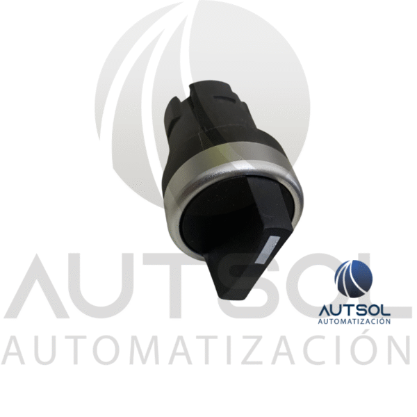 Selector Carlo Gavazzi 3 Posiciones PB22BSRS31K | Mantenido Maneta Corta Negra | Bisel Metálico 22mm | Actuador Rotativo