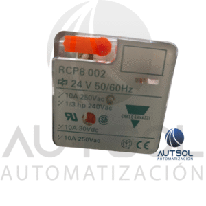 Relevador Carlo Gavazzi 8 Pines RCP800224VAC | 24VAC 10A DPDT | 2 Contactos Conmutados Octal