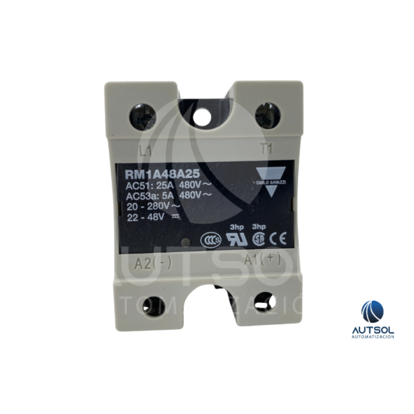 Relevador Estado Sólido Carlo Gavazzi RM1A48A25 | 25A 480VCA | Control 90-280 VCA | Panel SSR Monofásico Cruce Cero