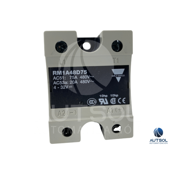 Relevador Estado Sólido Carlo Gavazzi RM1A48D75 | 75A 480VAC | Control 4-32VDC | SSR Monofásico Cruce Cero Panel