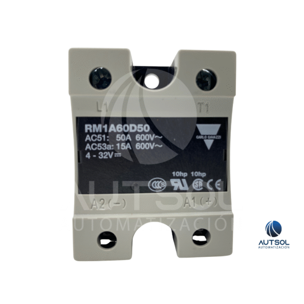 RM1A60D50 (1) Relevador Estado Sólido Carlo Gavazzi RM1A60D50 | 50A 600VAC | Control 4-32VDC | SSR Monofásico Cruce Cero Panel