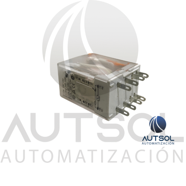 Relevador Miniatura Carlo Gavazzi RRM002A24V | Bobina 24VAC | 8A DPDT 8 Pines | 2 Contactos Conmutados