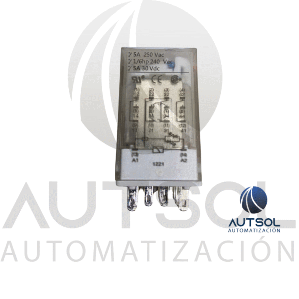 Relevador Miniatura Carlo Gavazzi RRM004A24V | Bobina 24VAC | 5A 4PDT 14 Pines | 4 Contactos Conmutados