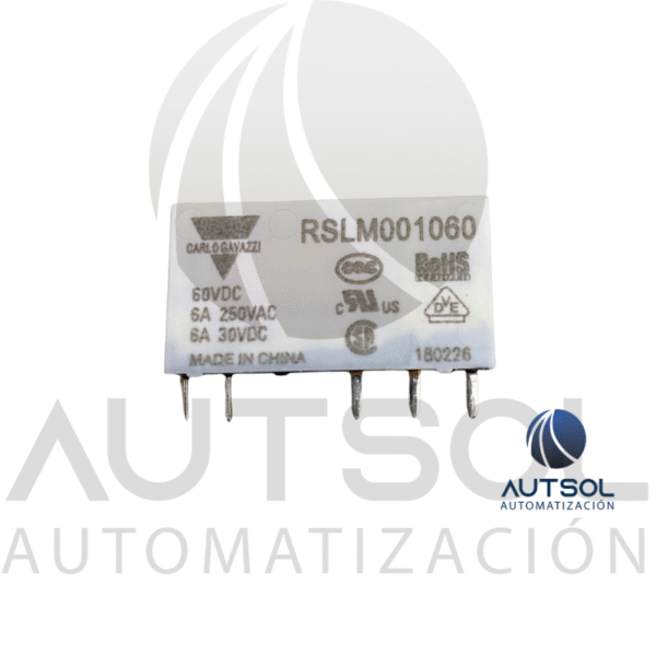 Relé Slim Carlo Gavazzi RSLM001060 | 60VDC 6A 1 Contacto SPDT | Relevador Industrial Enchufable 5mm