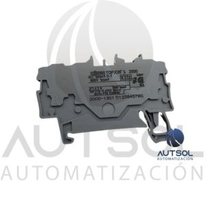 Clema / Borna de Paso Wago 2000-1301 | 3 Conductores 1mm² (AWG 16) | Push-in Ranura | Riel DIN Gris