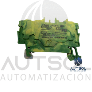 Clema / Borna de Tierra Wago 2000-1307 | 3 Conductores 1mm² (AWG 16) | Push-in Ranura | Verde-Amarillo