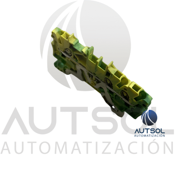 Clema / Borna de Tierra Wago 2000-1307 | 3 Conductores 1mm² (AWG 16) | Push-in Ranura | Verde-Amarillo