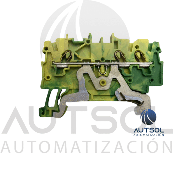 Clema / Borna de Tierra Wago 2000-1307 | 3 Conductores 1mm² (AWG 16) | Push-in Ranura | Verde-Amarillo