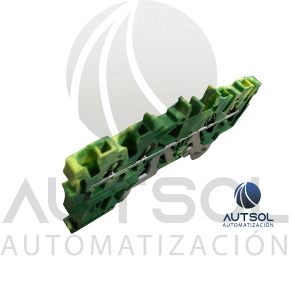 Clema / Borna de Tierra Wago 2001-1407 | 4 Conductores 1.5mm² (AWG 16) | Compacta | Verde-Amarillo