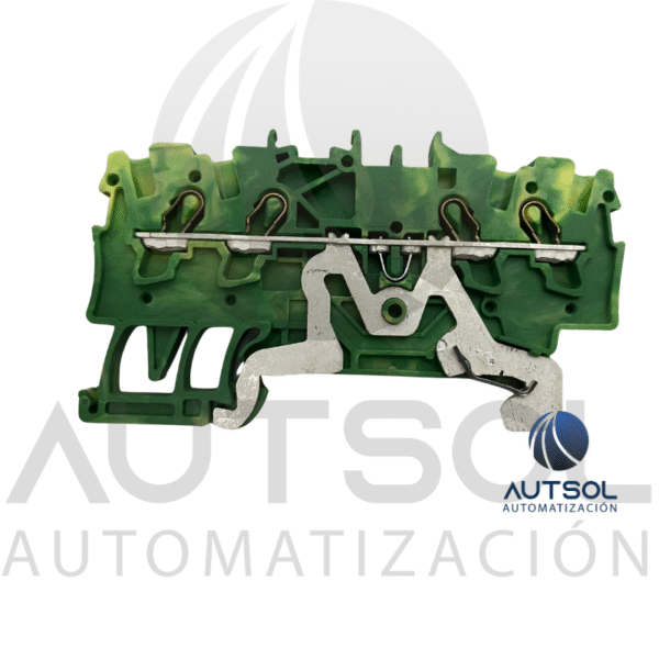 Clema / Borna de Tierra Wago 2001-1407 | 4 Conductores 1.5mm² (AWG 16) | Compacta | Verde-Amarillo