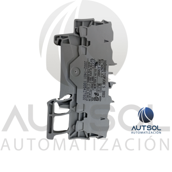 Clema / Borna de Paso Wago 2002-1401 | 4 Conductores 2.5mm² (AWG 12) | Push-in Ranura | Riel DIN Gris