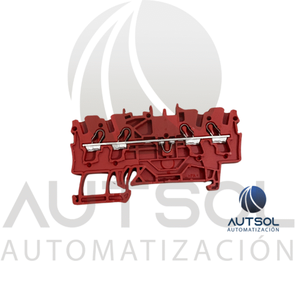 Clema / Borna de Paso Wago 2002-1403 | 4 Conductores 2.5mm² (AWG 12) | Roja | Push-in Ranura