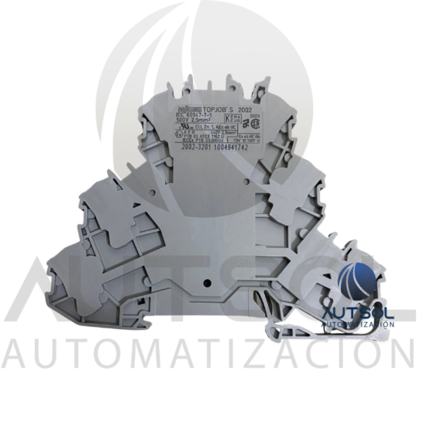 Clema / Borna Triple Piso Wago 2002-3201 | 6 Conductores 2.5mm² (AWG 12) | Push-in Ranura | Riel DIN Gris