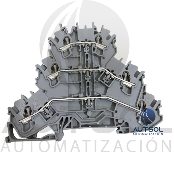Clema / Borna Triple Piso Wago 2002-3201 | 6 Conductores 2.5mm² (AWG 12) | Push-in Ranura | Riel DIN Gris