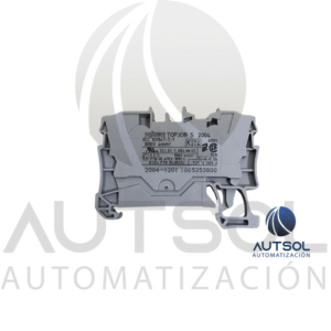 Clema / Borna de Paso Wago 2004-1201 | 2 Conductores 4mm² (AWG 10) | Push-in Ranura | Riel DIN Gris