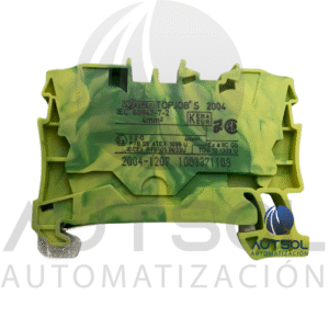 Clema / Borna de Tierra Wago 2004-1207 | 2 Conductores 4mm² (AWG 10) | Push-in Ranura | Verde-Amarillo