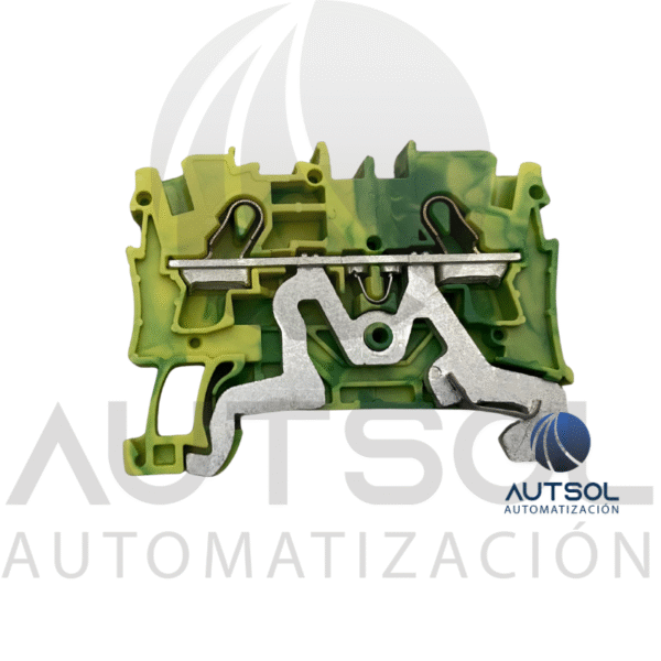 Clema / Borna de Tierra Wago 2004-1207 | 2 Conductores 4mm² (AWG 10) | Push-in Ranura | Verde-Amarillo