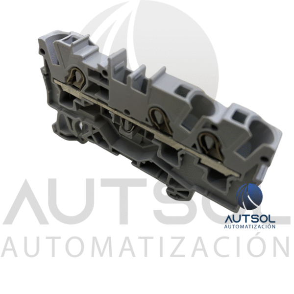 Clema / Borna de Paso Wago 2004-1301 | 3 Conductores 4mm² (AWG 10) | Push-in Ranura | Riel DIN Gris