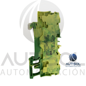 Clema / Borna de Tierra Wago 2004-1407 | 4 Conductores 4mm² (AWG 10) | Push-in Ranura | Verde-Amarillo